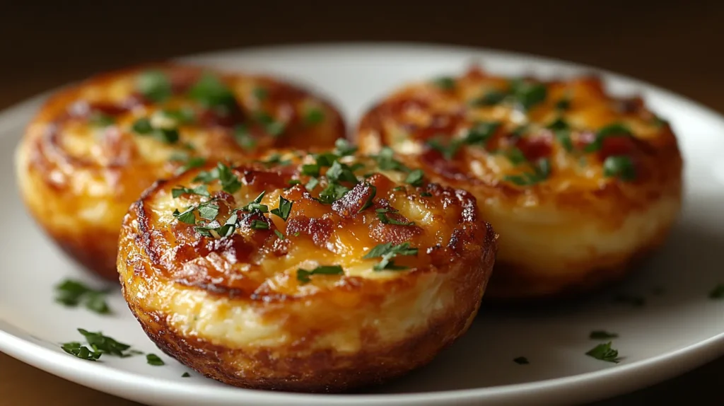 Close-up of Dunkin Donuts Omelette Bites served on a plate.