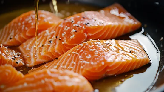 Pan-seared salmon fillets for a salmon rice bowl recipe.