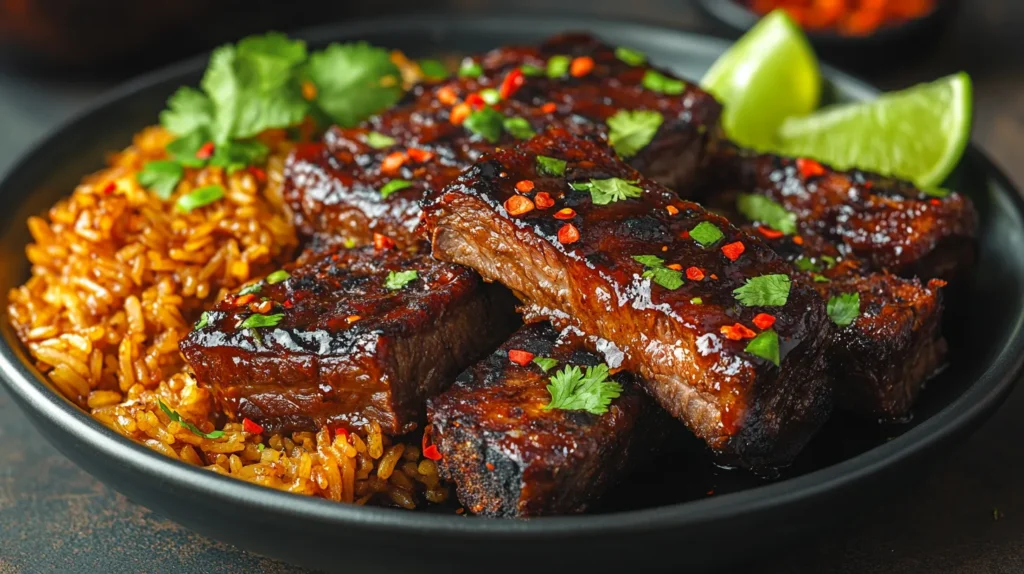 Spicy oxtail-seasoned beef short ribs served with garlic fried rice.