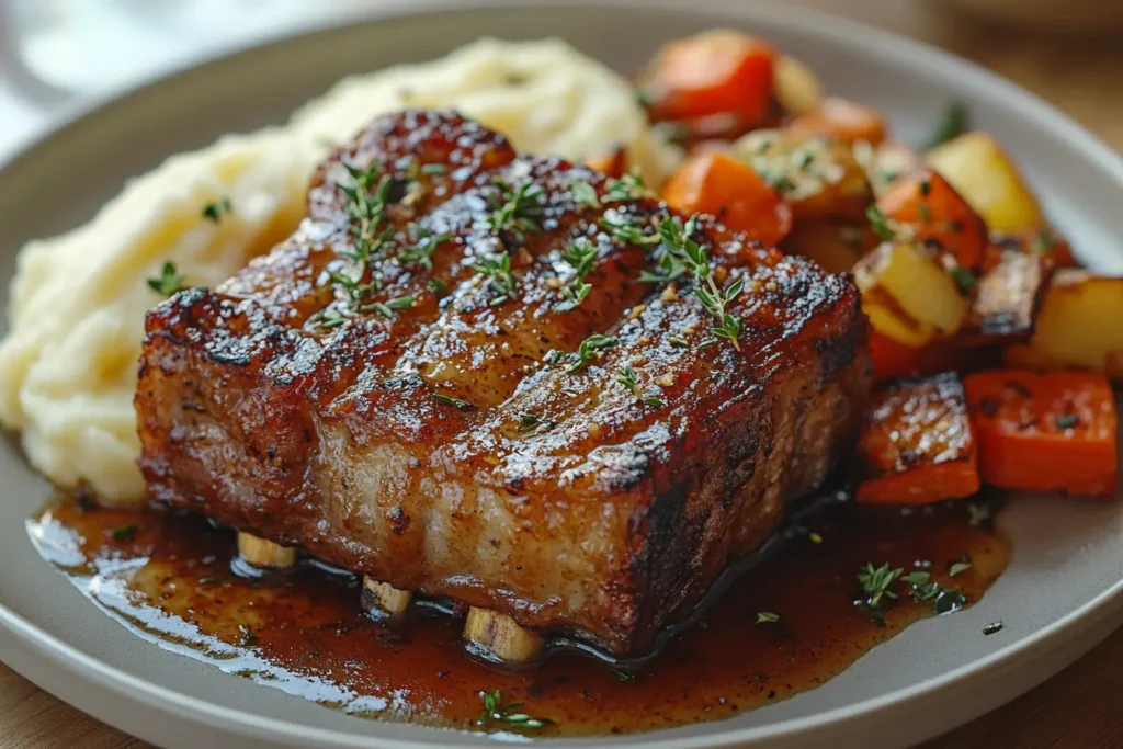 Short ribs cut and cooked