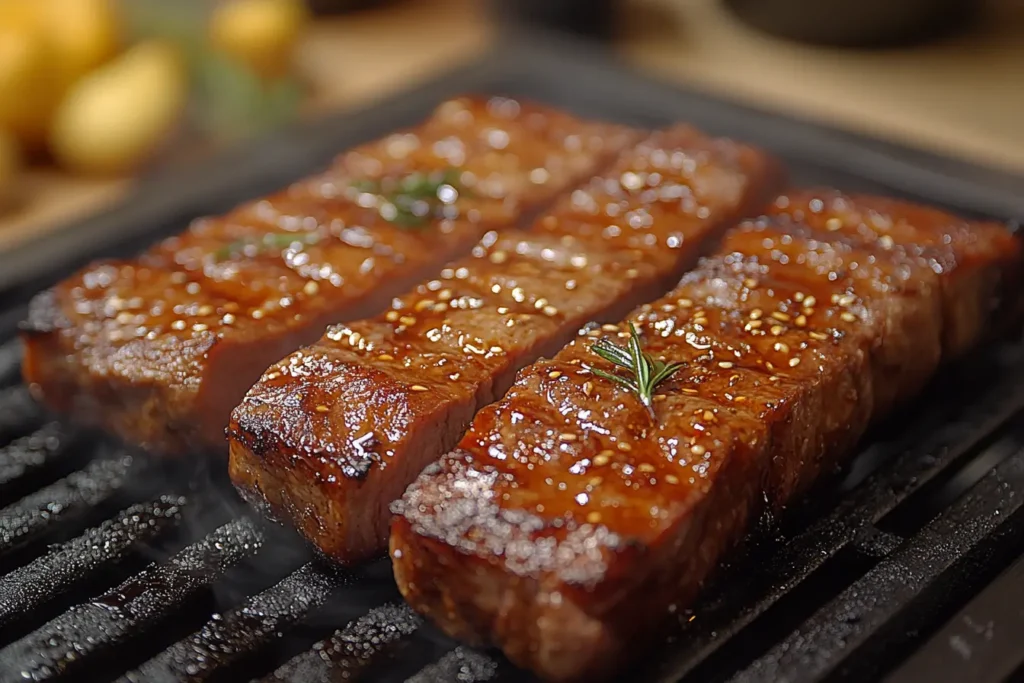 Boneless beef ribs ready for grilling