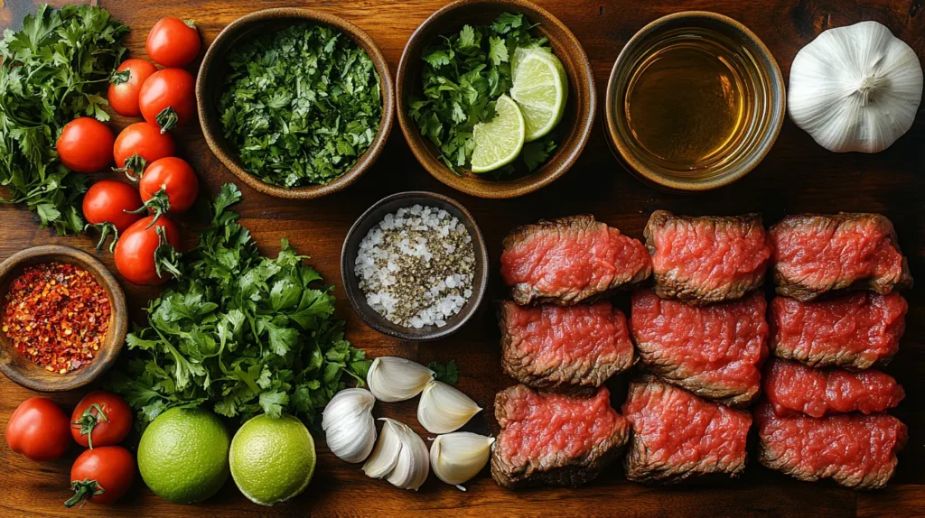 Ingredients for chipotle steak marinade arranged on a countertop.