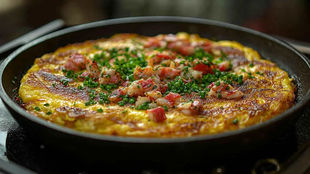 Sautéed crab meat in a pan