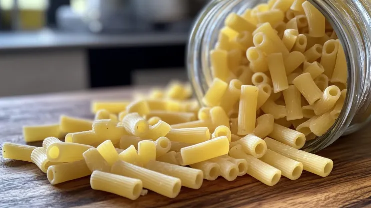 Uncooked acini de pepe pasta pearls on a spoon