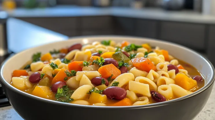 Vegetable soup with ditalini pasta