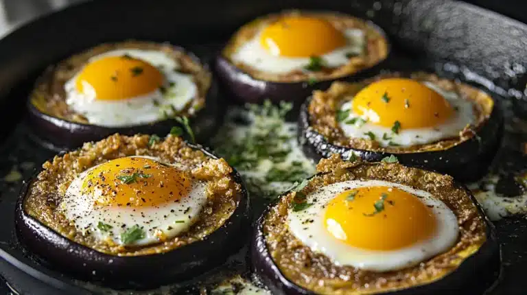 Can We Eat Egg and Eggplant Together? 8 Eggplant eggs-in-a-hole with fresh herbs