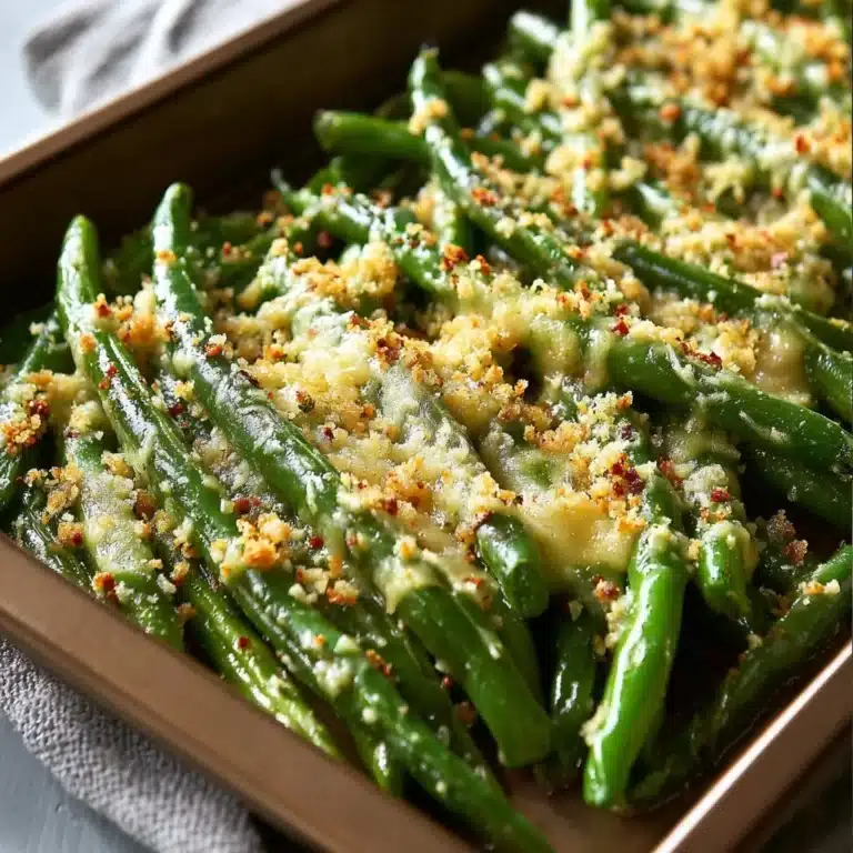 Cheesy Garlic Green Beans 6 Delicious cheesy garlic green beans served in a bowl