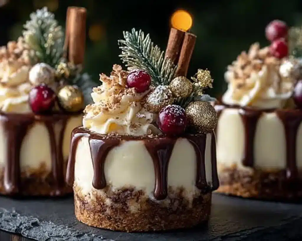 Chocolate Ganache & Festive Toppings Recipe 4 Delicious chocolate ganache topped with festive decorations for desserts