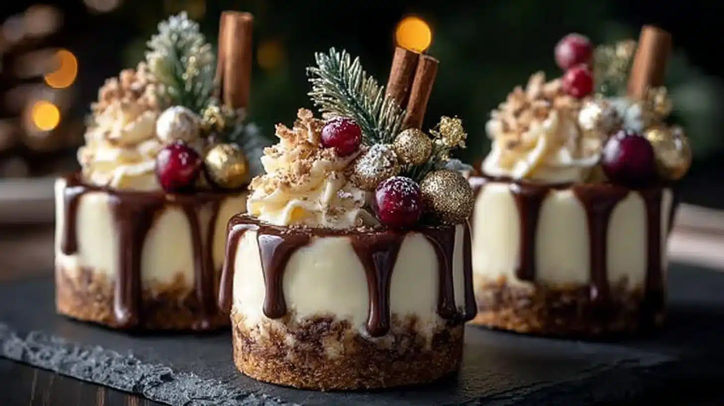 Chocolate Ganache & Festive Toppings Recipe 3 Delicious chocolate ganache topped with festive decorations for desserts