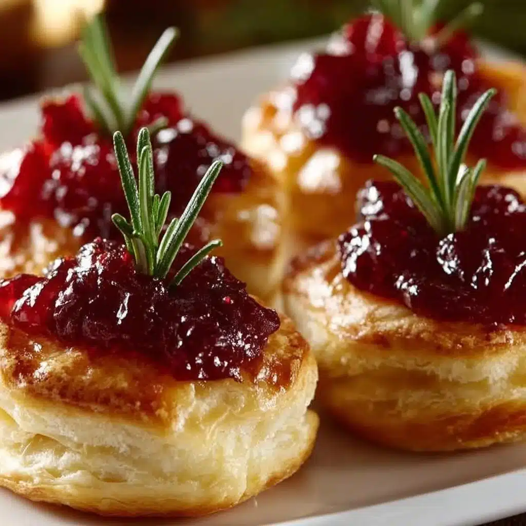 Bite-sized cranberry brie puff pastry bites, perfect for appetizers and holiday parties.