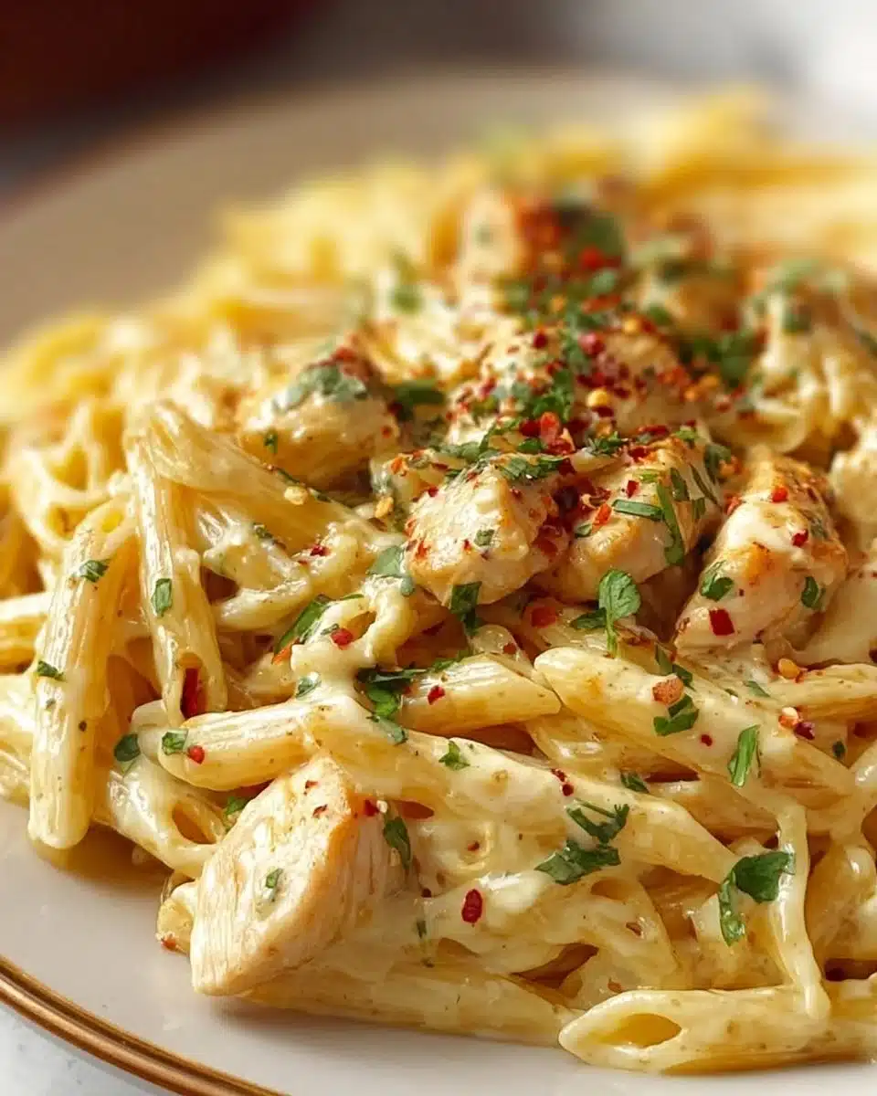 Garlic Parmesan Chicken Pasta 2 Delicious Garlic Parmesan Chicken Pasta served in a bowl