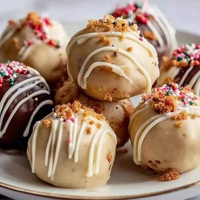 Delicious gingerbread truffles topped with chocolate and festive decorations