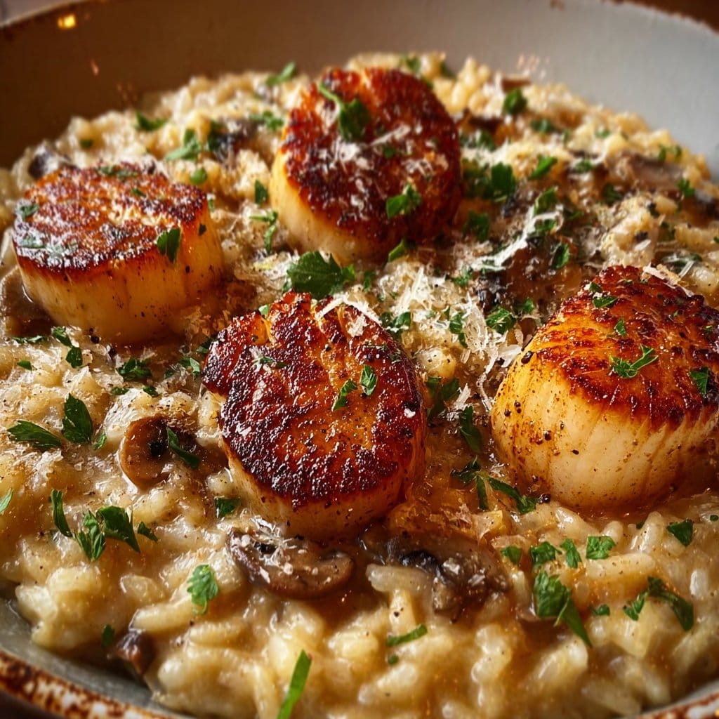 Creamy Mushroom Risotto with Seared Scallops 6 Creamy Mushroom Risotto with Seared Scallops