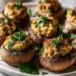Delicious stuffed mushrooms served as an appetizer on a platter