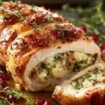 Delicious stuffed turkey breast ready for a festive meal