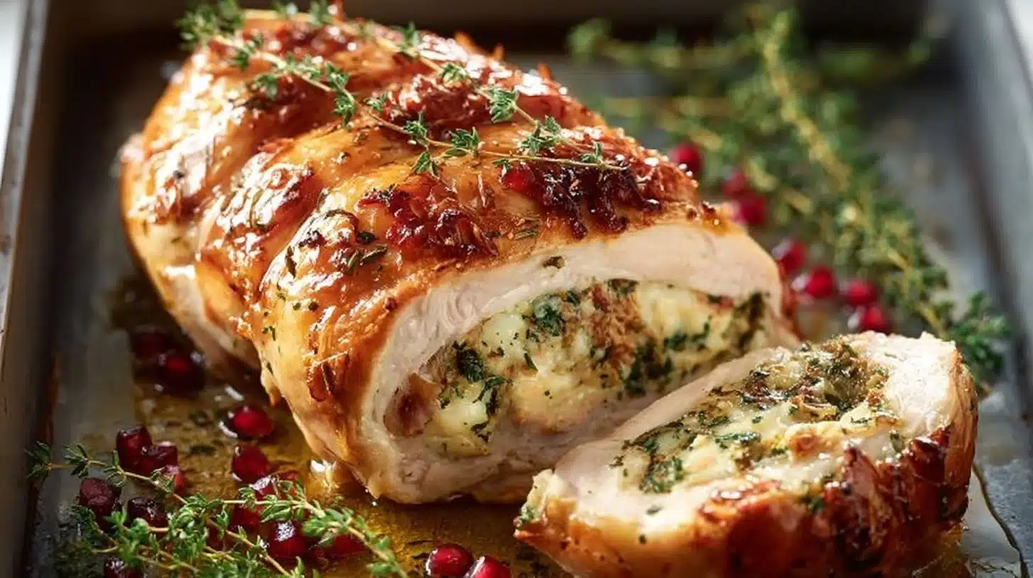 Delicious stuffed turkey breast ready for a festive meal