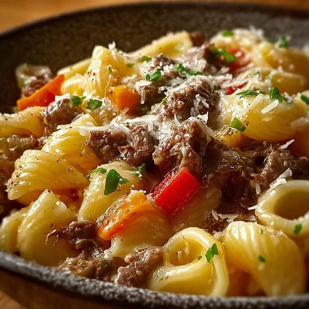 Philly Cheese Steak Pasta 5 2Ma7vT3fSGSeWTNoVdSHwsX9tf3FmJPUaGjSdZOL