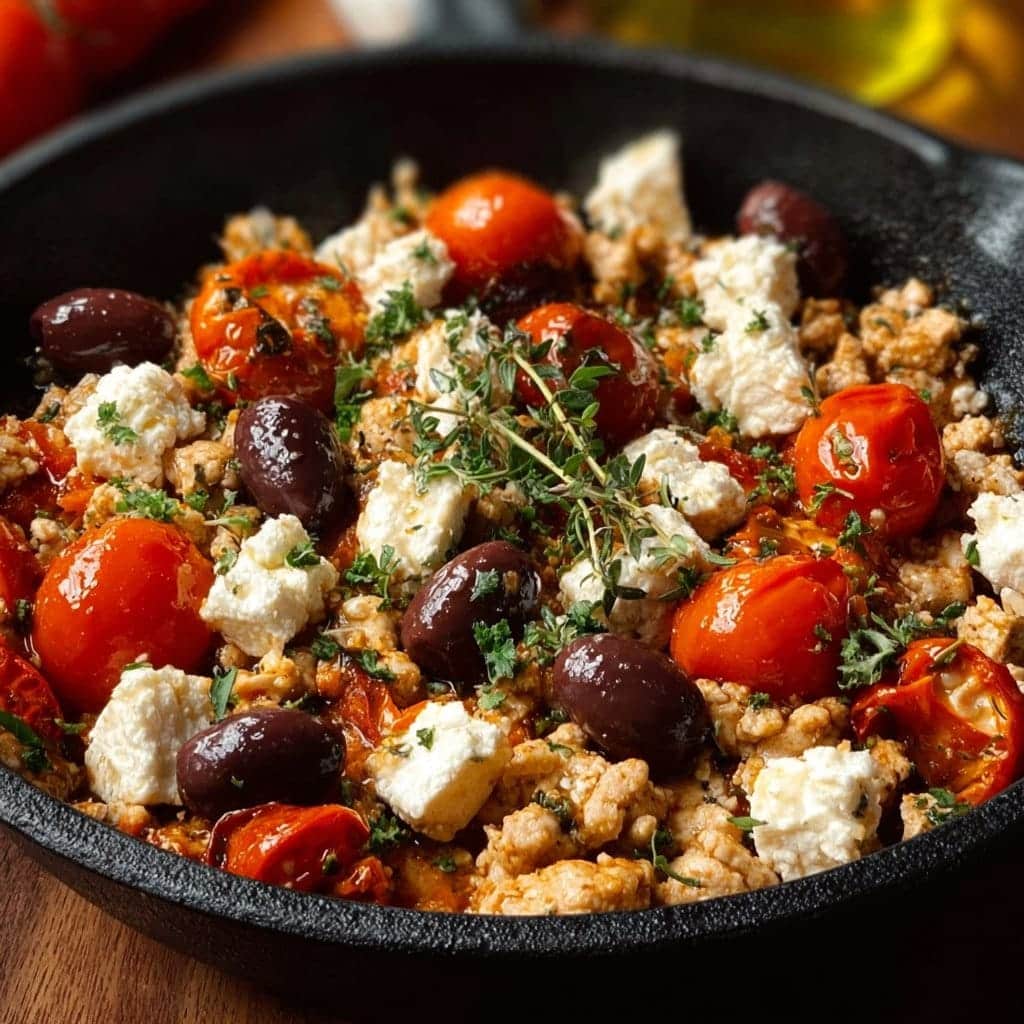 Mediterranean Keto Ground Chicken Skillet with Olives and Feta 4 Mediterranean Keto Ground Chicken Skillet with Olives and Feta