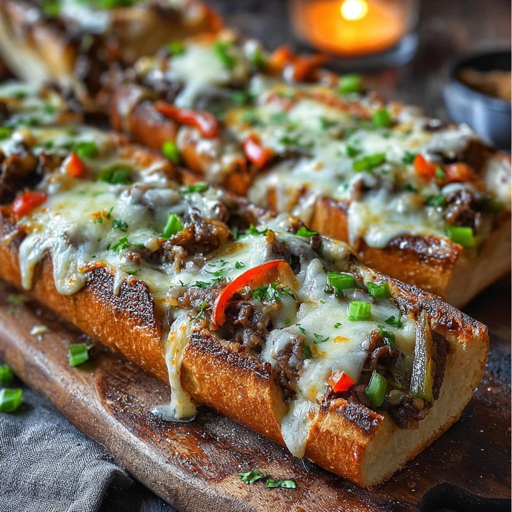 Philly Cheesesteak Cheesy Bread