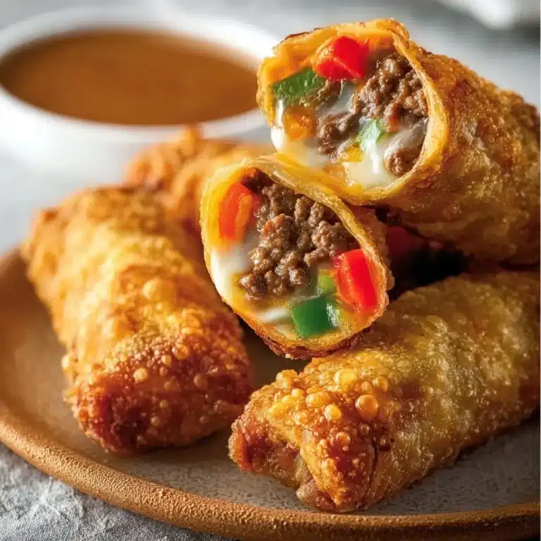 Cheesy Nacho Egg Rolls 12 Cheesy nacho egg rolls filled with cheese and toppings on a platter