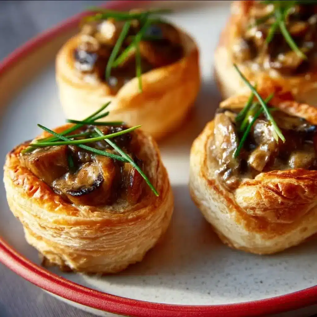Chicken and Mushroom Puff Pastry Shell 5 Delicious Chicken Mushroom Puff Pastry Shell on a plate