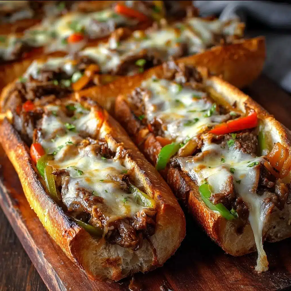 Philly Cheesesteak Cheesy Bread 4 Delicious Philly Cheesesteak Cheesy Bread topped with melted cheese and juicy steak