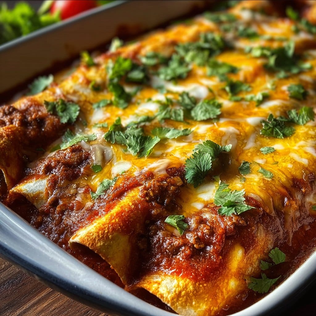 Classic Cheesy Beef Enchiladas with Red Sauce 4 Classic Cheesy Beef Enchiladas with Red Sauce
